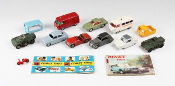 Group of Corgi and French Dinky Diecasts including French Dinky 24U Simca 9 Aronde, Citroen 2CV, two