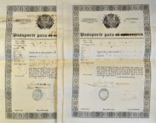 Spain - 1850s Spanish Passports - printed and completed by hand, all large format paper with