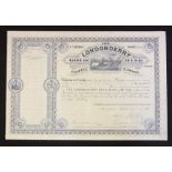 The Londonderry Gold Mine Limited Certificate for 5 shares 1899 - Fine detailed illustration of a