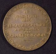 The Opening of The Suez Canal Commemorative Medal. 1869 - Obverse; Seated female figures holds aloft