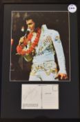 Autograph - Elvis Presley Signed Postcard in pencil with colour print above, framed measures 36x52cm