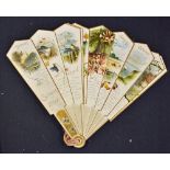 Ernist Nister Calendar Fan 1892 - Beautiful shiny card fan of 12 parts. Each have a lovely rural