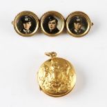 German Brooch with Pin depicting three German brothers in the Wehrmacht and Luftwaffe, all assembled