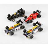 4x Scalextric Formula 1 Cars including two Honda cars, Ferrari F1/87 and a Renault.