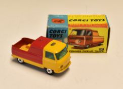Corgi Toys Diecast 465 Commer Pick-Up Truck in yellow with red back, with original box.