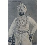 Maharajah Bhupinder Singh of Patiala Postcard - A fine rare early Indian portrait postcard of HH