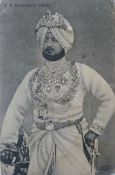 Maharajah Bhupinder Singh of Patiala Postcard - A fine rare early Indian portrait postcard of HH