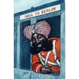 WWI Sikh Soldier India to Germany Postcard A vintage First World War military postcard of an