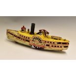 Painted Cast Iron 'City of New York' Steamboat by Wilkins Toy Company, Keene, New Hampshire with