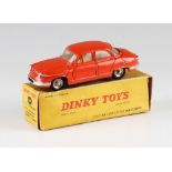 French Dinky Toys 547 P.L. 17 Panhard car in red with cream interior, with original box, box