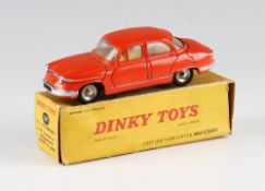 French Dinky Toys 547 P.L. 17 Panhard car in red with cream interior, with original box, box