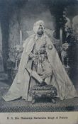 Maharaja Narendra Singh of Patiala Postcard - A fine rare early Indian portrait postcard of HH