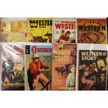 Mixed comic Book/Story Selection includes Western Story, Wagon Train, Gunsmoke, Thrilling Ranch,