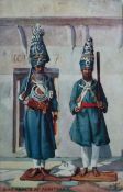 Sikh Akalis at Amritsar Postcard - Vintage Indian postcard by Tucks showing two Sikh warriors of