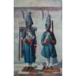 Sikh Akalis at Amritsar Postcard - Vintage Indian postcard by Tucks showing two Sikh warriors of