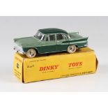 French Dinky Toys 24K Simca Vedette 'Chambord' car in two tone green with cream tyres, with original