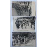 WWI Sikhs Marching in France - 3x First World War picture postcards - showing Sikh troops marching