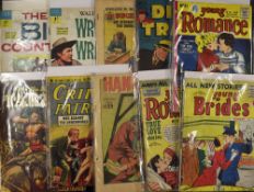 Mixed Comic Book/Story Selection includes Young Romance, Young Brides, The Hangman, Crime Patrol,