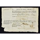 1779 French 'Election of Salary' Receipt - printed and completed in script -some wear to edges