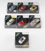 7x Boxed Diecast Car Models by Vitesse including Renault, Jaguar, Riley, Austin and Morgan, all