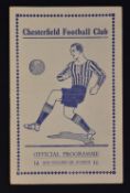 1937/38 Chesterfield v Birmingham City Central League Football programme at Saltergate date 18 April