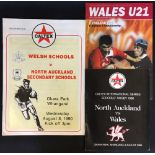 Wales 'Younger Groups' Rugby away programmes - including 1991 v North Auckland secondary schools,