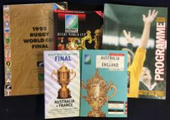 Collection of Rugby World Cup Final programmes from 1987 - 1999 to incl 1987 Inaugural RWC group