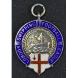 Silver Medal 1932/33 London Shipping Football League to the obverse features the England flag, and