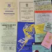 Collection of miscellaneous items to include 1951 Shropshire v Staffordshire v Warwickshire, 1956