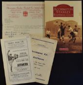 Selection of Accrington Stanley items to include letter dated 8 September 1952 (official Stanley