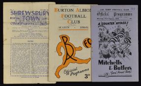 1949/50 Shrewsbury Town v Wolverhampton Wanderers 'A' Football programme (Wolves team blank), 1950/