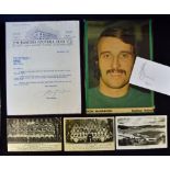 1979 John Greig Rangers Signed Letter Head with Rangers Postcard plus Ron McKinnon at Durban