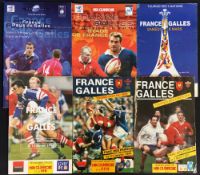 France v Wales Rugby programmes from the 1990's (6) - all Paris issues for Welsh visits to incl '91,