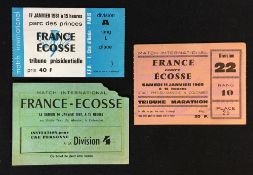 France v Scotland Rugby Tickets - all French home tickets, two at Colombes 1967 (France Champions)