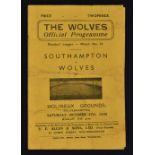 1945/46 War time Wolverhampton Wanderers v Southampton Football Programme dated 27 October 1945, 4