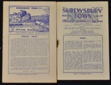 Non-League Shrewsbury Town 1947/48 Scarborough Football Programme plus 1949/50 Bradford City. Fair-