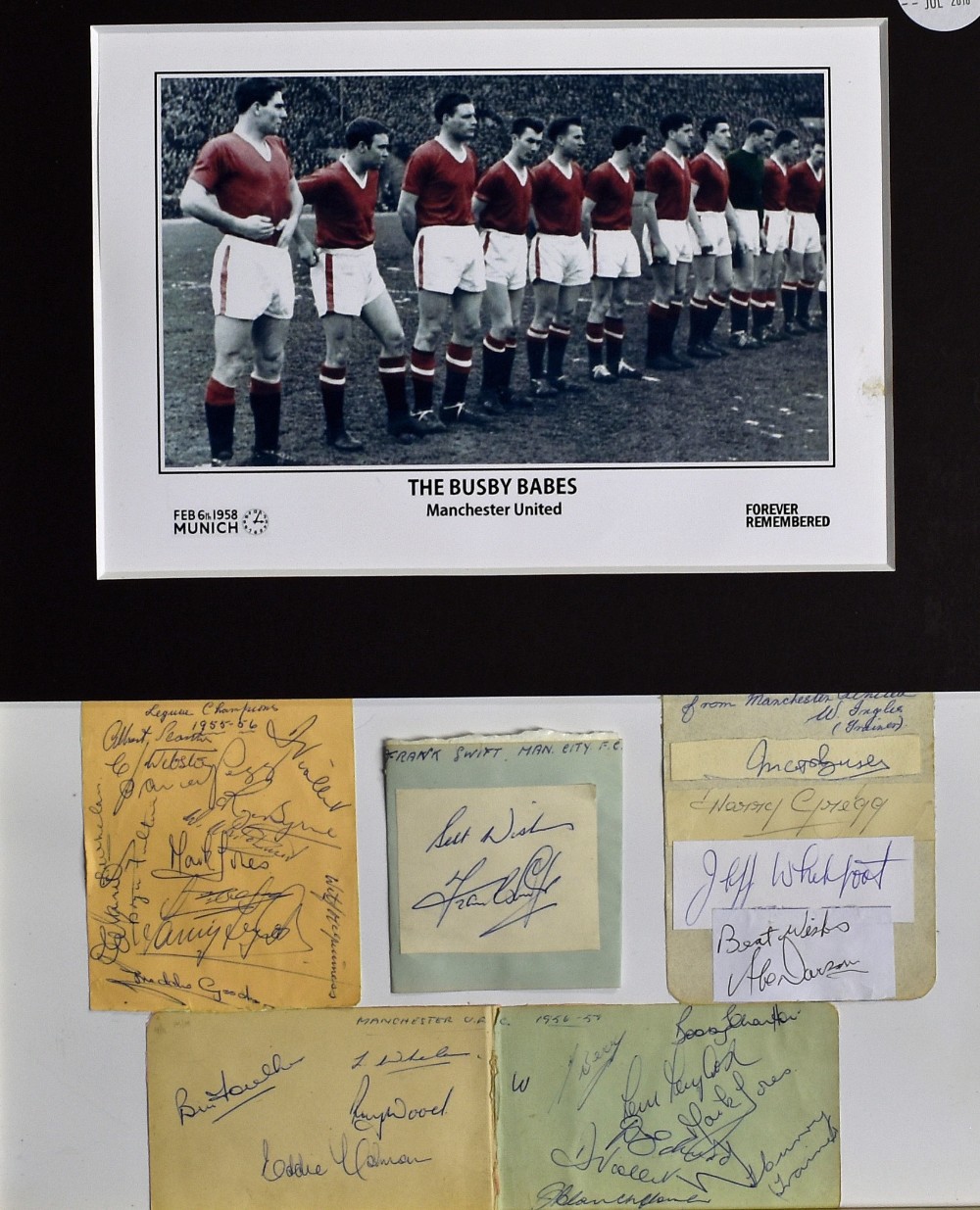 Framed montage of Manchester United 'The Busby Babes - Forever Remembered' with a collection of