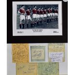 Framed montage of Manchester United 'The Busby Babes - Forever Remembered' with a collection of