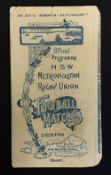 Scarce 1908 New South Wales (Australia) Metropolis v N.Z. Universities programme - played on Sat