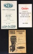 1965 South Africa to New Zealand Rugby Tour itineraries/fixture cards -three differing style tour