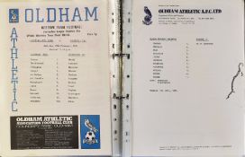 Selection of Oldham Athletic Team Sheets also includes reserves, FA Youth Cup, Lanc FA Youth Cup and