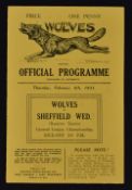 1930/31 Wolverhampton Wanderers v Sheffield Wednesday, Central League championship Football