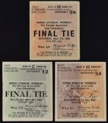 1960, 1961 and 1962 FA Cup Final tickets at Wembley. Generally Good. (3)