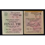 1958 and 1961 FA Cup Final tickets at Wembley. Fair. (2)