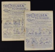 Pre-War Chelsea home Football Programmes 1929/30 v Preston NE, v Notts. County. Fair. (2)