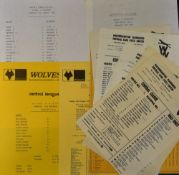 Wolverhampton Wanderers Reserves v Blackpool Football Programmes 1970/71, 1971/72, 1972/73, 1973/74,