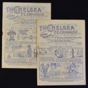 1929/30 Chelsea home Football Programmes v Bury, v Bristol City. Fair-Good. (2)