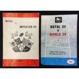 2x Natal Rugby Programmes from 1960's and 70's - to incl Natal vs Invitation XV rugby programme -