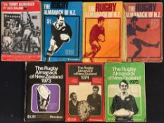 Rugby Almanack of New Zealand books (7) - including years 1967,1969,1971,1972,1973,1974 and 1975,