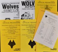 Wolverhampton Wanderers Reserves v Sunderland Football programmes for seasons 1984/85, 1985/86,